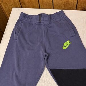Nike Kids Navy and Black Joggers with Neon Green Logo